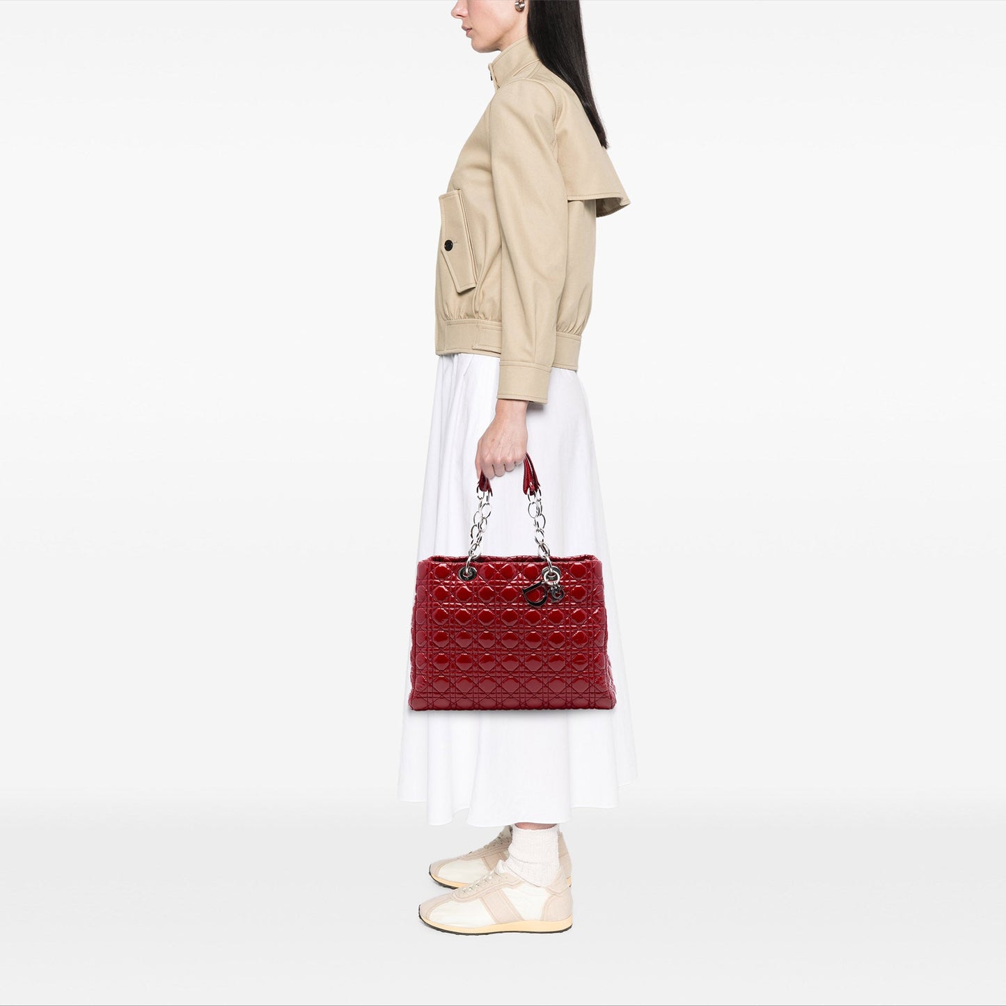 Dior Large Patent Cannage Soft Zipped Lady Dior Shopping Tote