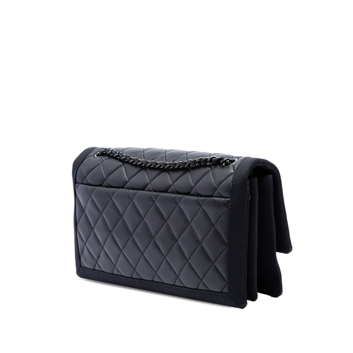 Chanel CC Quilted Lambskin and Grosgrain So Black Flap