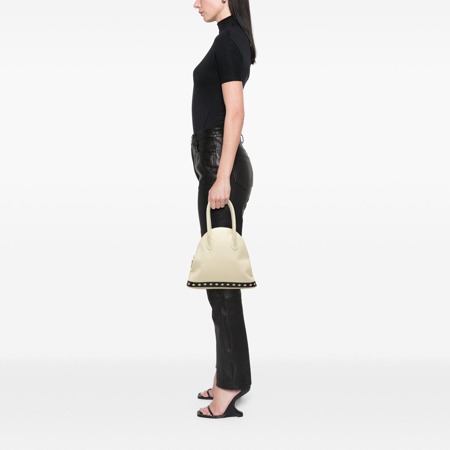Saint Laurent Leather Dome Diamond Cut Handbag