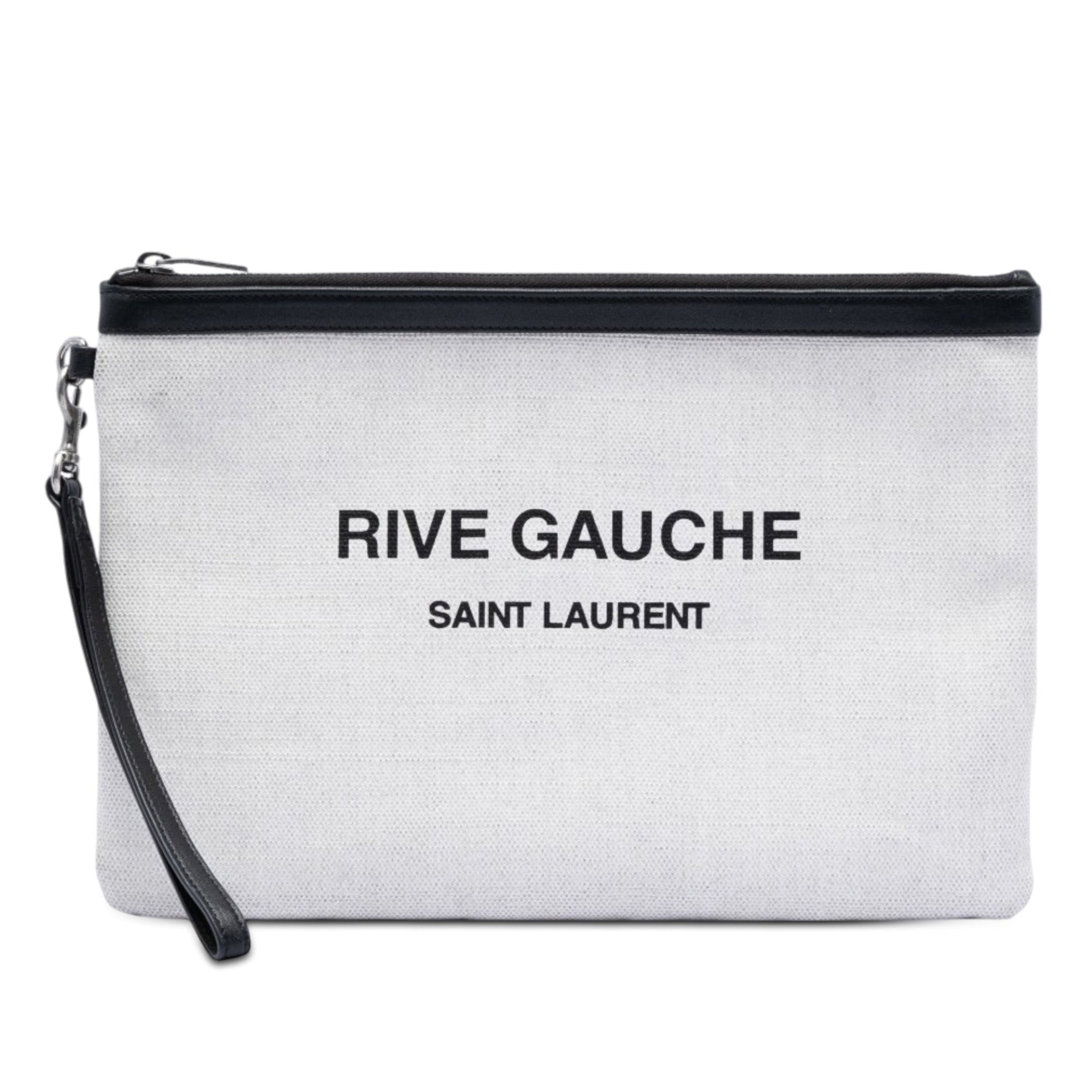 Saint Laurent Canvas Rive Gauche Wristlet Clutch