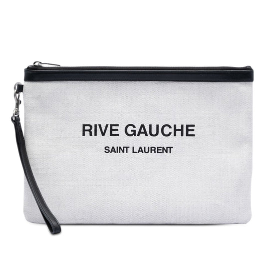 Saint Laurent Canvas Rive Gauche Wristlet Clutch