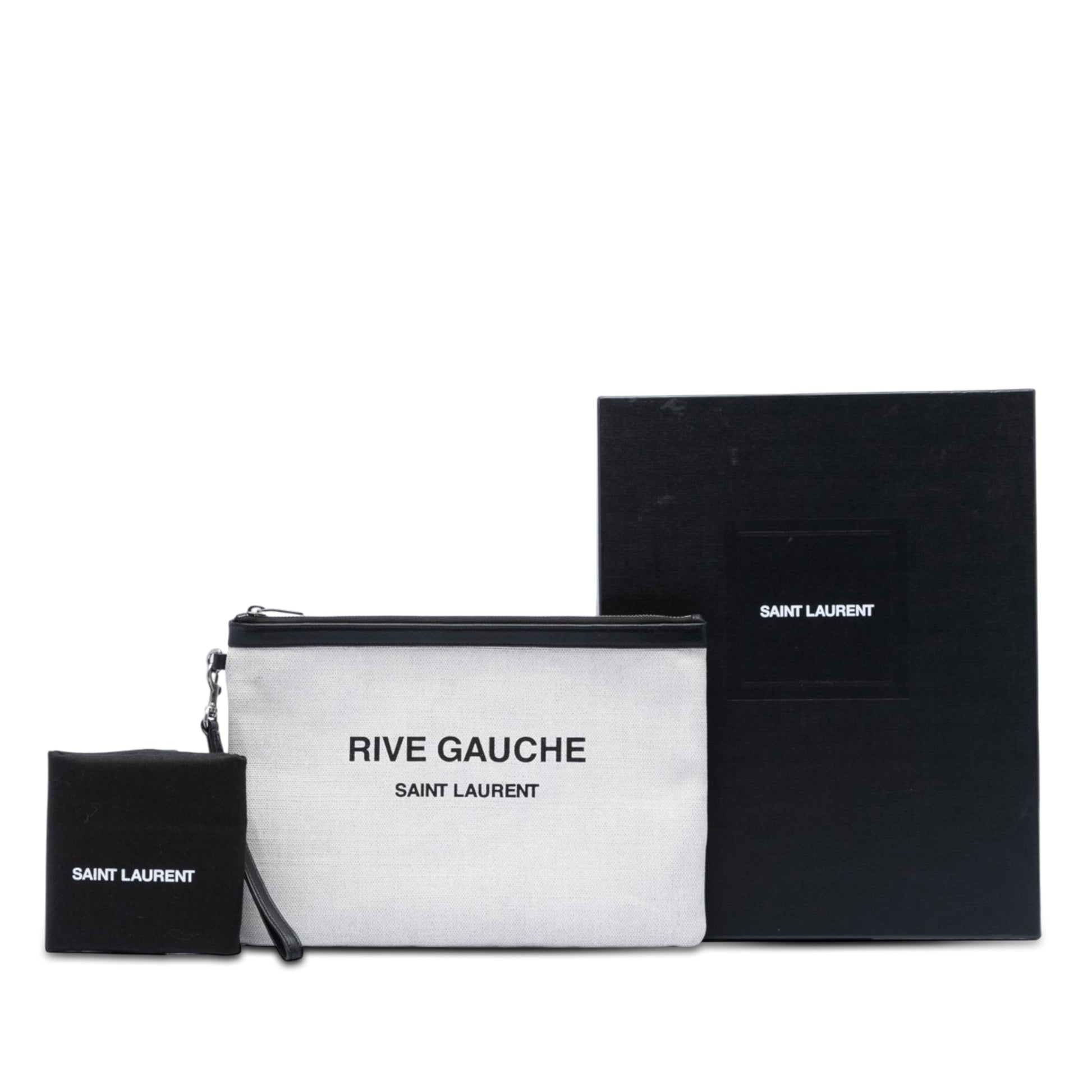 Saint Laurent Canvas Rive Gauche Wristlet Clutch