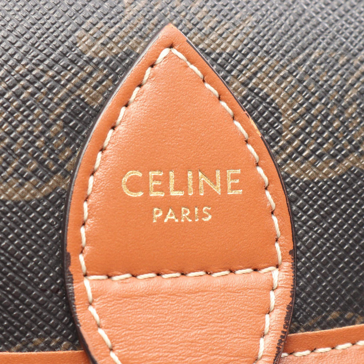Celine Medium Triomphe Coated Canvas Folco Crossbody — Brown