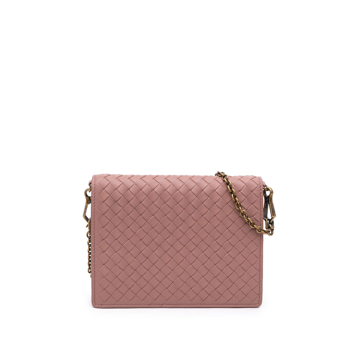 Bottega Veneta Nappa Intrecciato Wallet on Chain — Brown