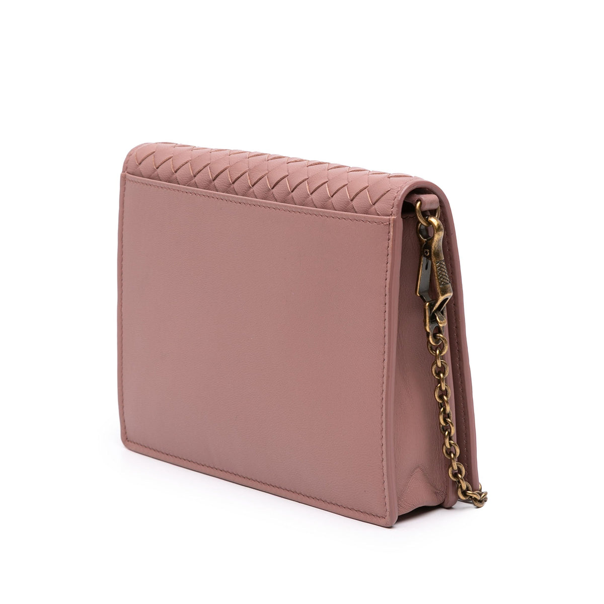 Bottega Veneta Nappa Intrecciato Wallet on Chain — Brown