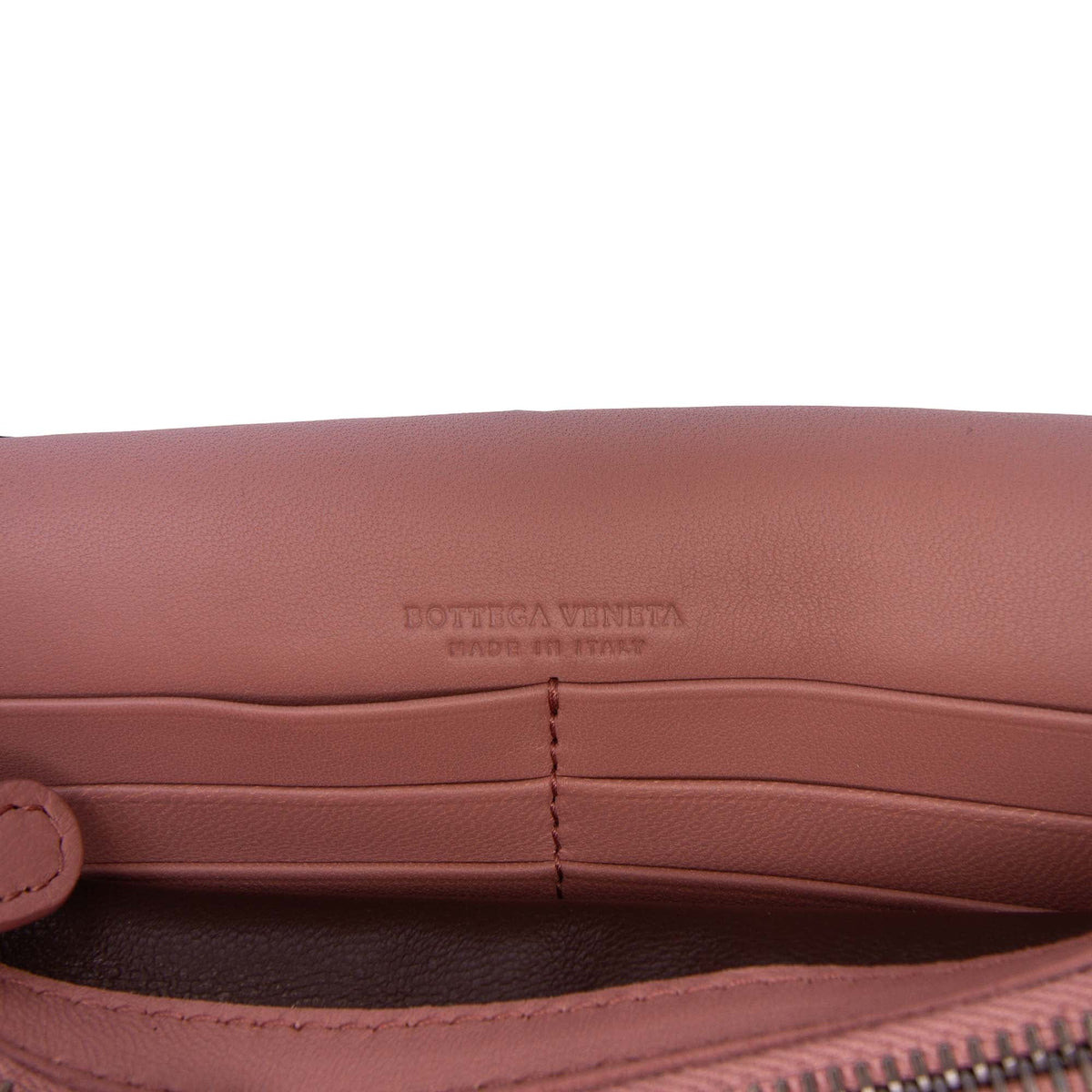Bottega Veneta Nappa Intrecciato Wallet on Chain — Brown
