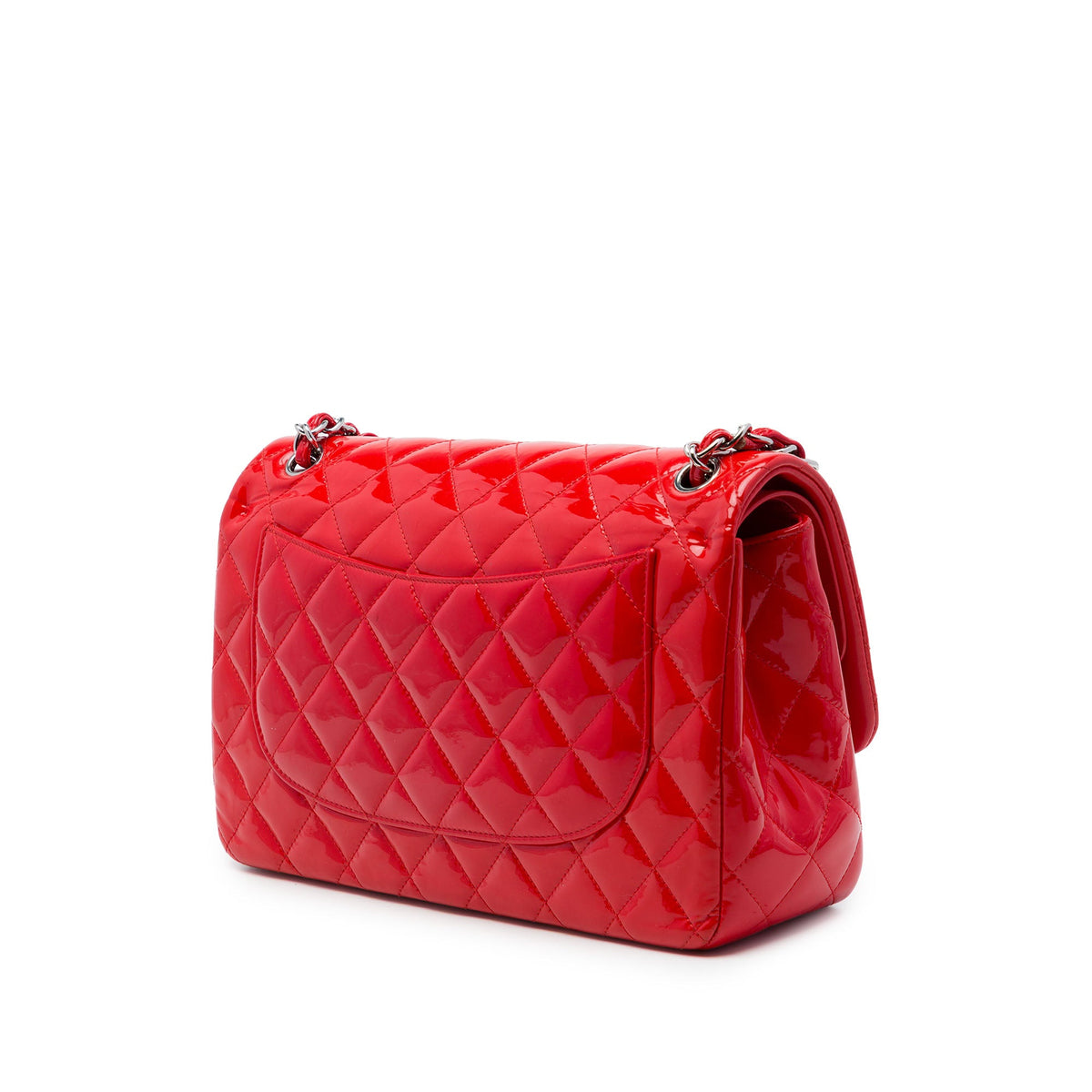 Chanel Jumbo Classic Patent Double Flap — Red