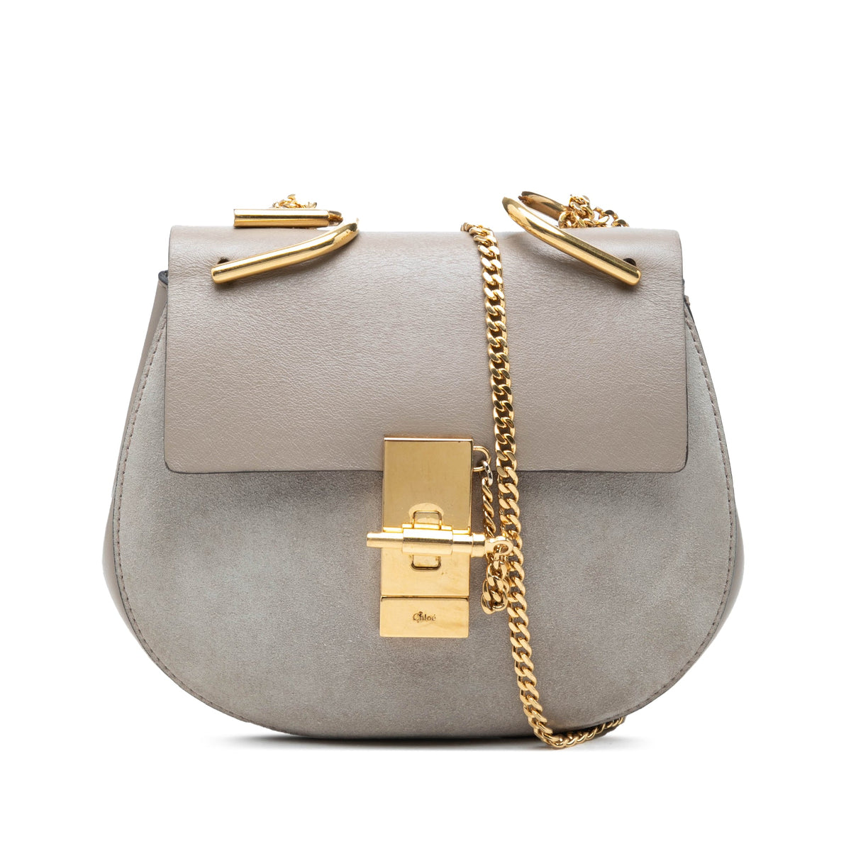 Chloé Mini Bicolor Suede and Calfskin Drew Crossbody