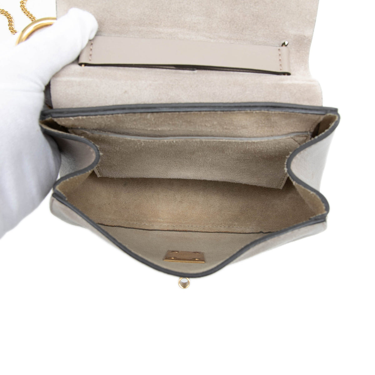 Chloé Mini Bicolor Suede and Calfskin Drew Crossbody