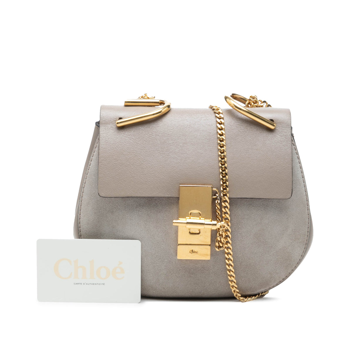 Chloé Mini Bicolor Suede and Calfskin Drew Crossbody