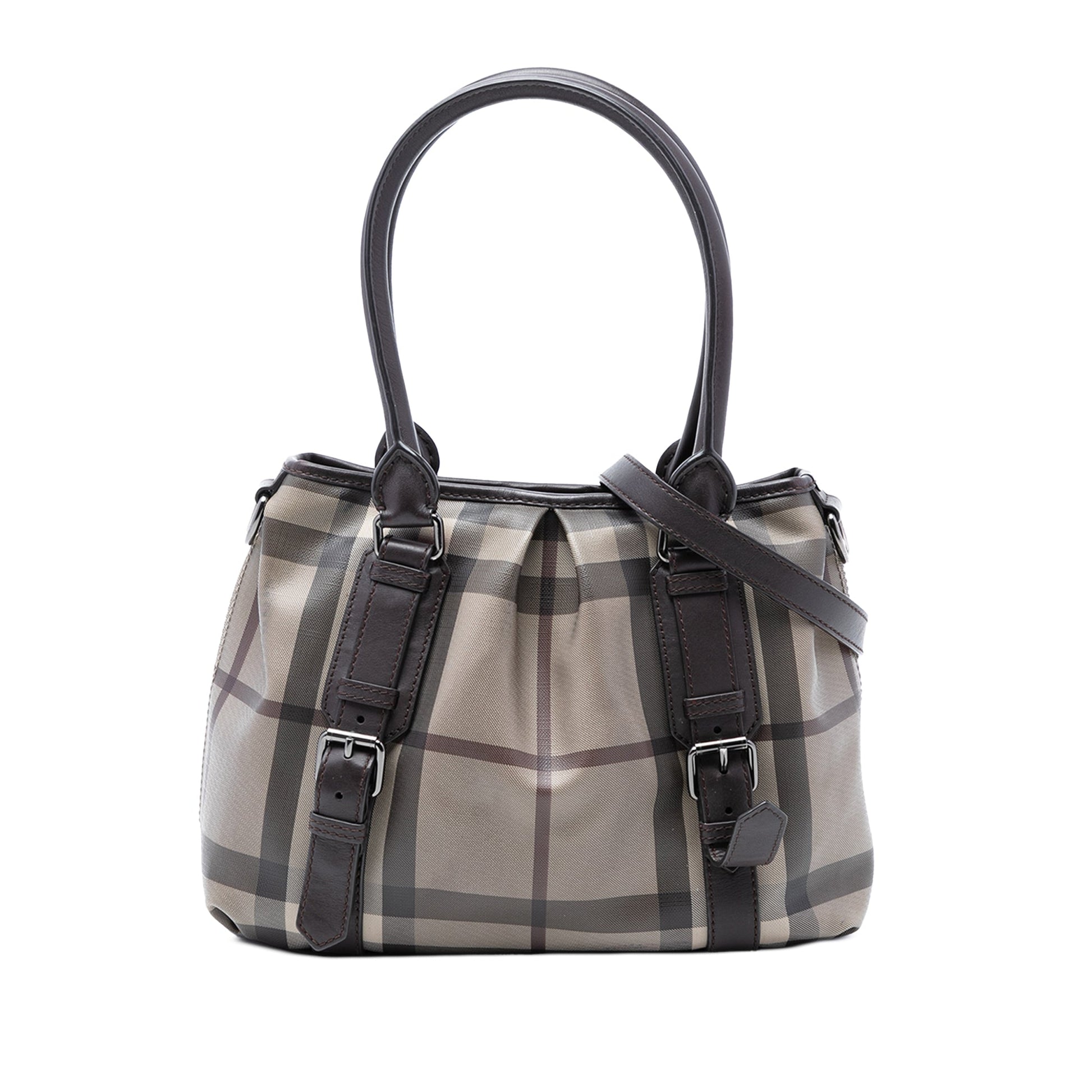 Burberry Small Smoke Check Coated Canvas Northfield Satchel
