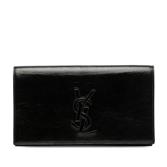 Saint Laurent Large Textured Patent Monogram Belle De Jour Clutch