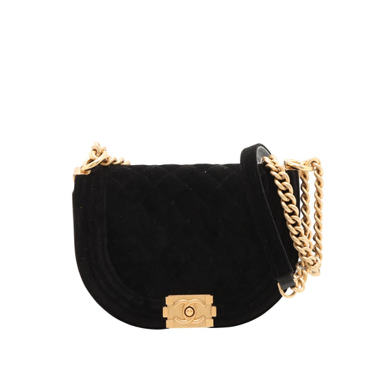 Chanel Small Quilted Velvet Boy Messenger Bag