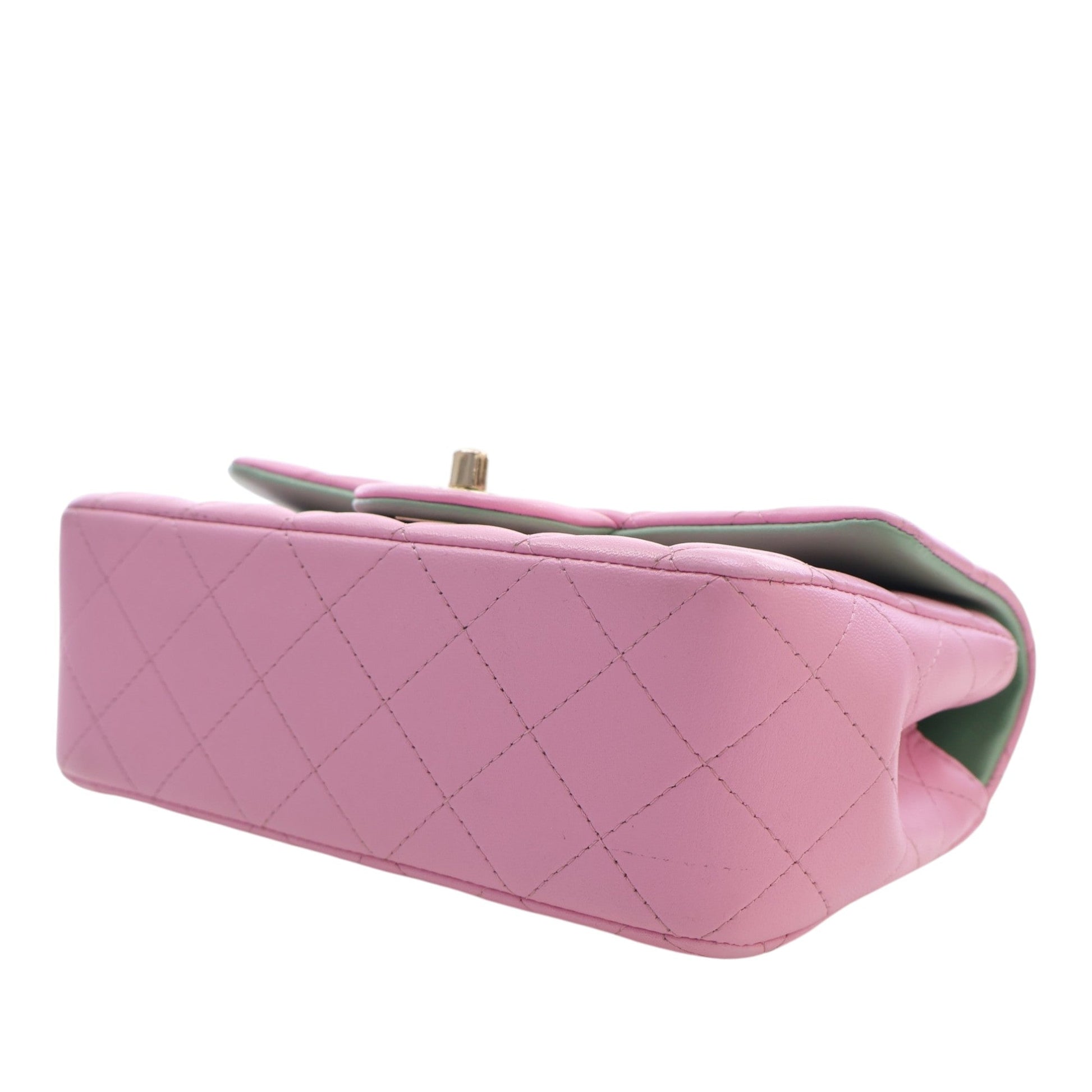 Chanel Mini Rectangular Bicolor Quilted Lambskin Top Handle Flap
