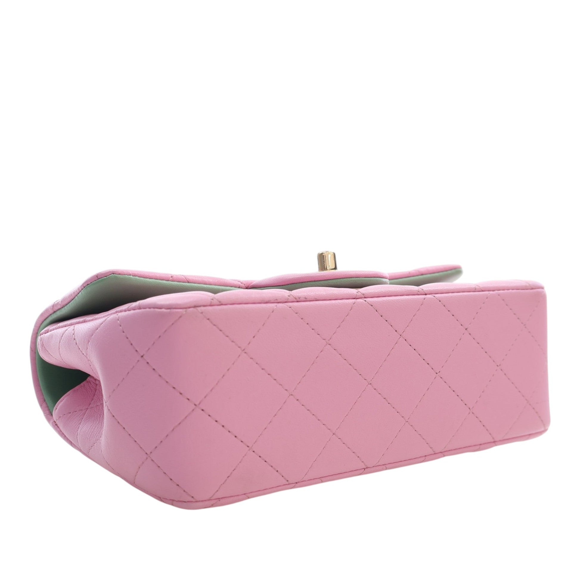 Chanel Mini Rectangular Bicolor Quilted Lambskin Top Handle Flap