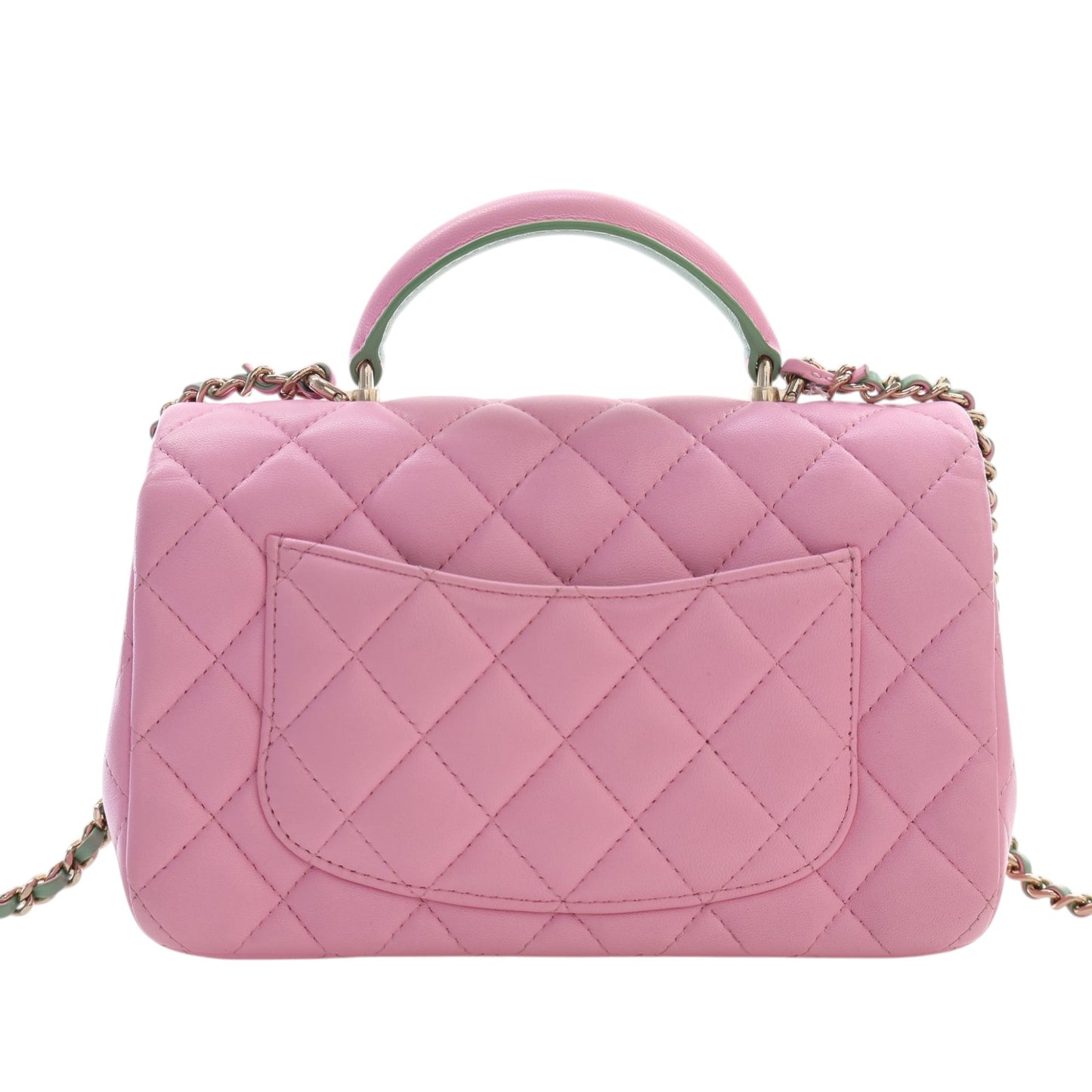 Chanel Mini Rectangular Bicolor Quilted Lambskin Top Handle Flap