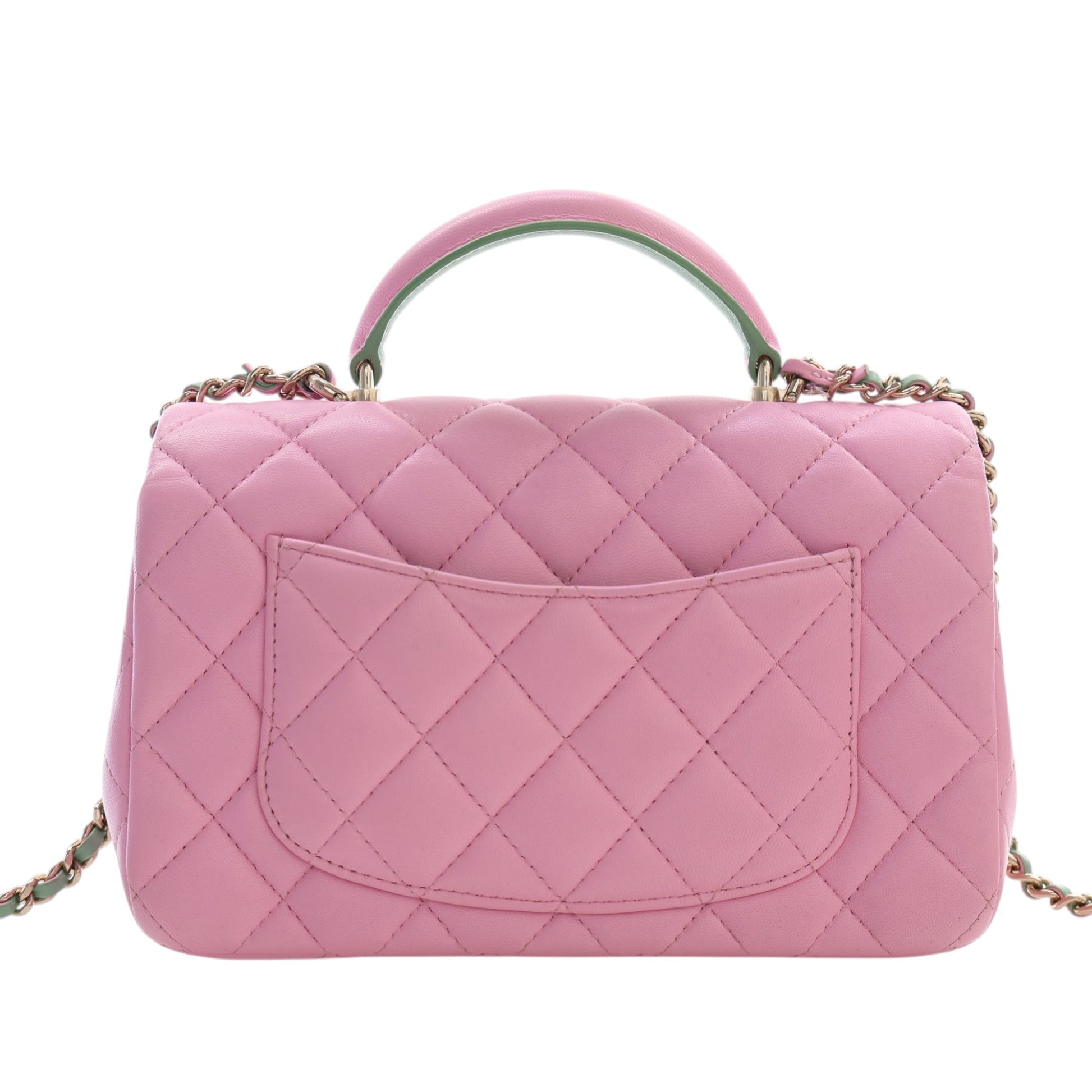 Chanel Mini Rectangular Bicolor Quilted Lambskin Top Handle Flap
