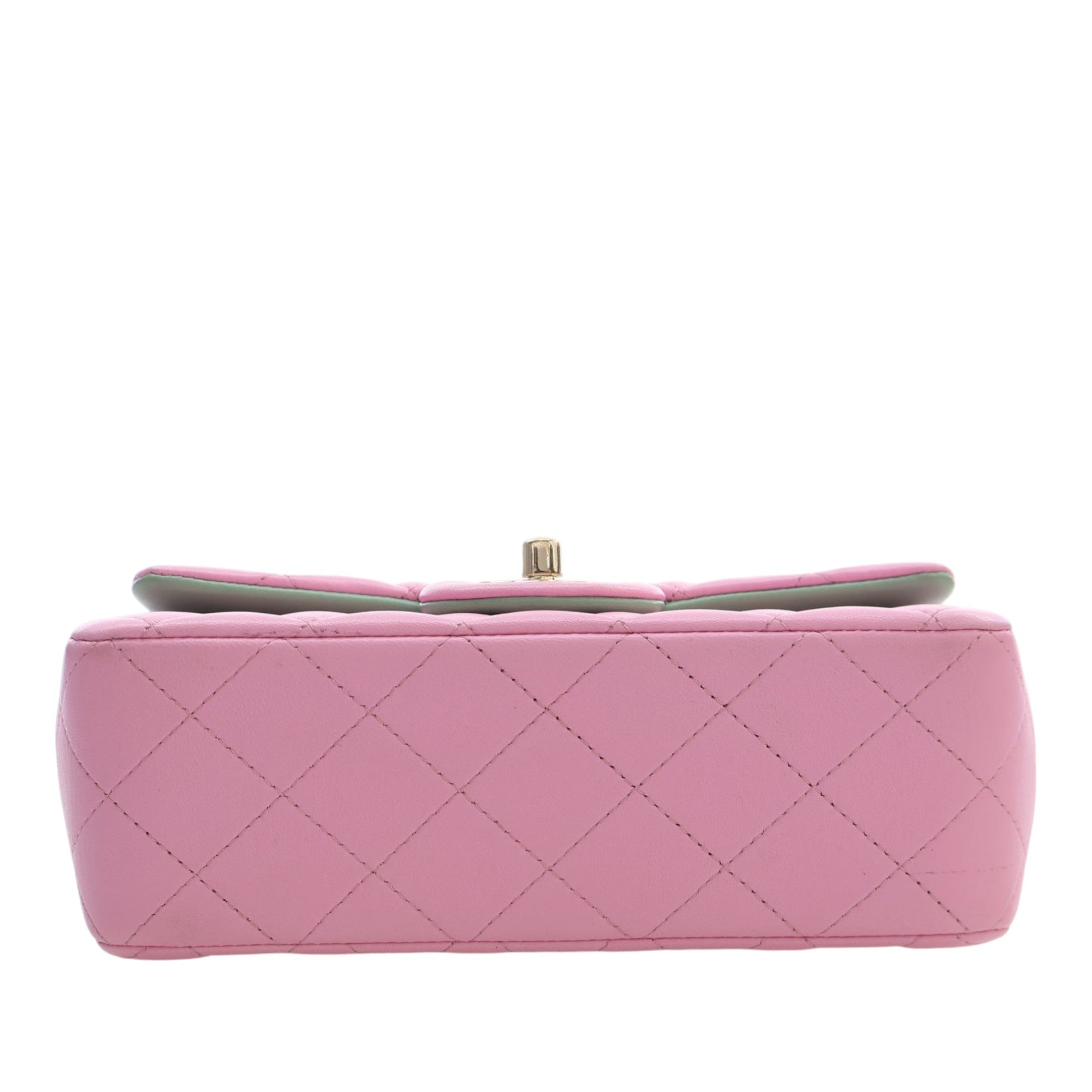 Chanel Mini Rectangular Bicolor Quilted Lambskin Top Handle Flap