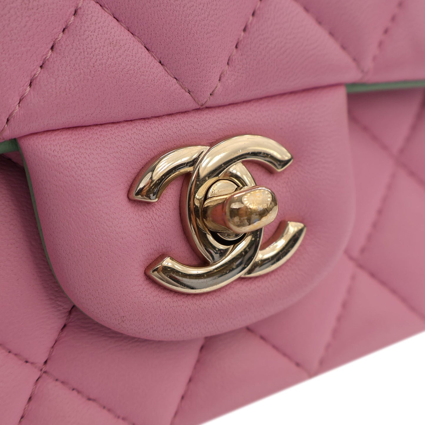 Chanel Mini Rectangular Bicolor Quilted Lambskin Top Handle Flap