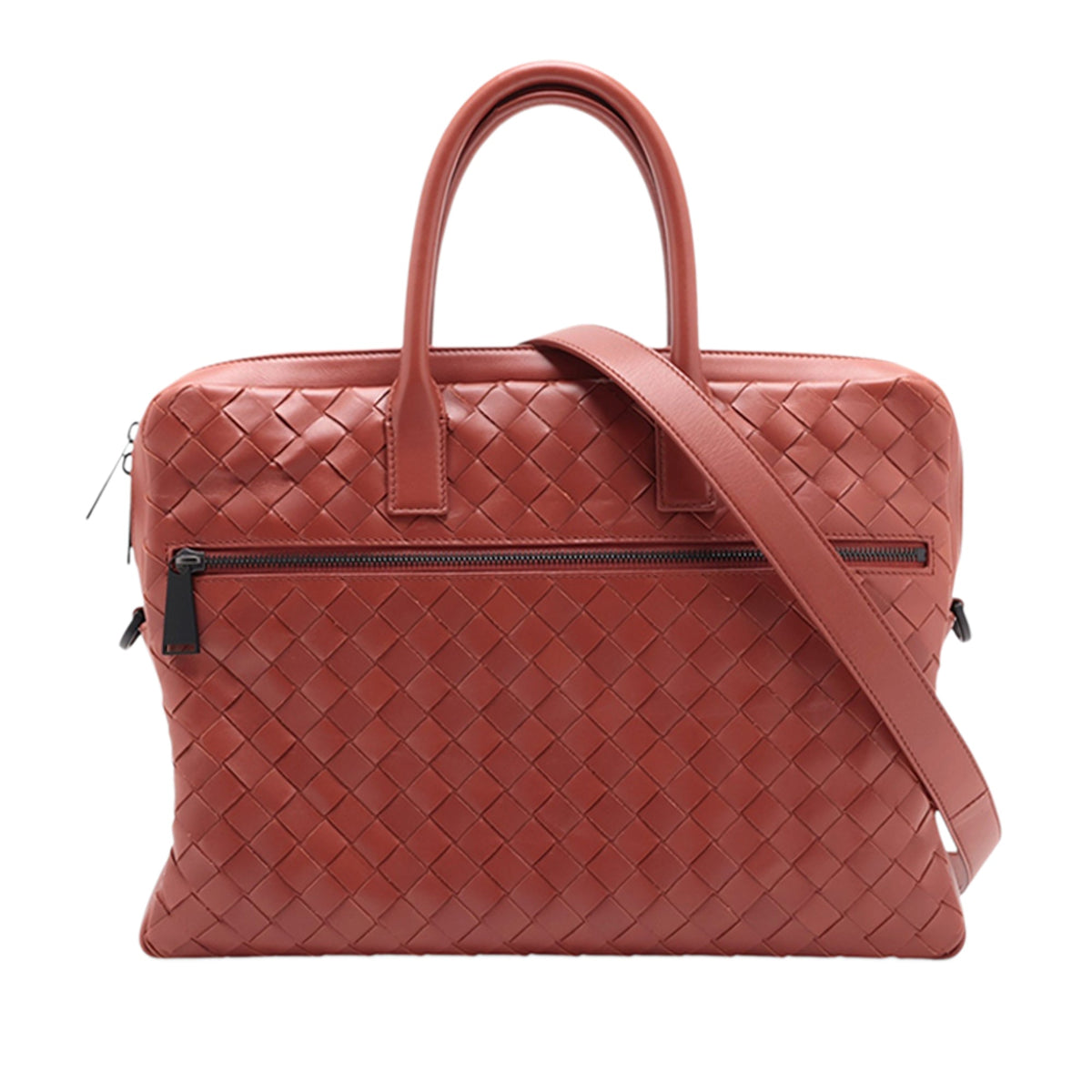 Bottega Veneta Nappa Intrecciato Business Bag — Brown