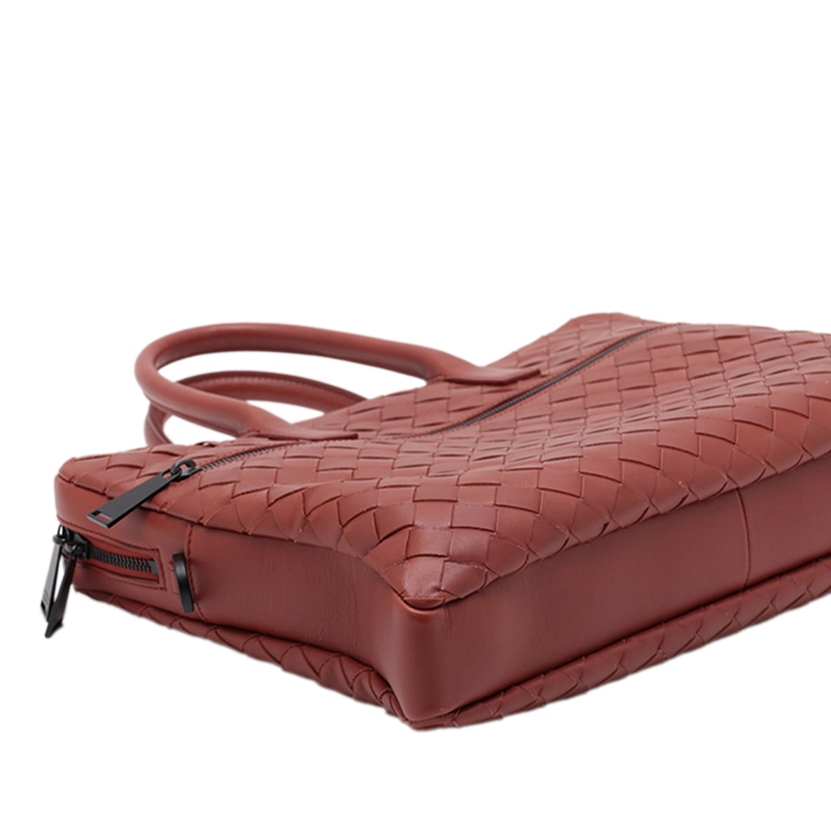 Bottega Veneta Nappa Intrecciato Business Bag — Brown