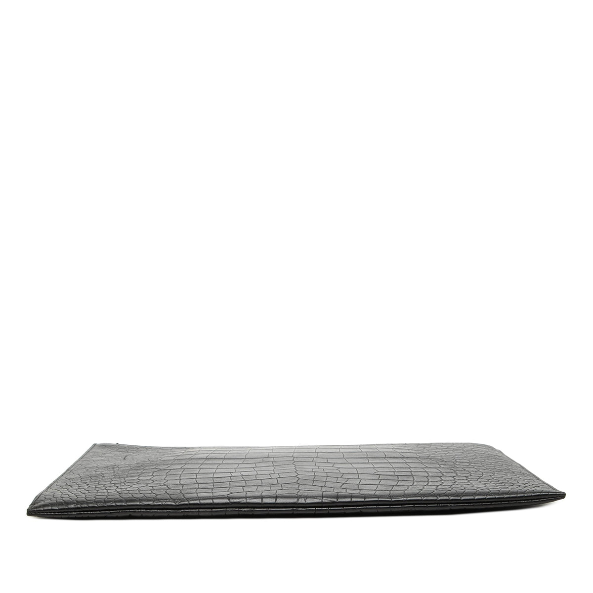 Saint Laurent Croc Embossed Leather Document Holder — Black