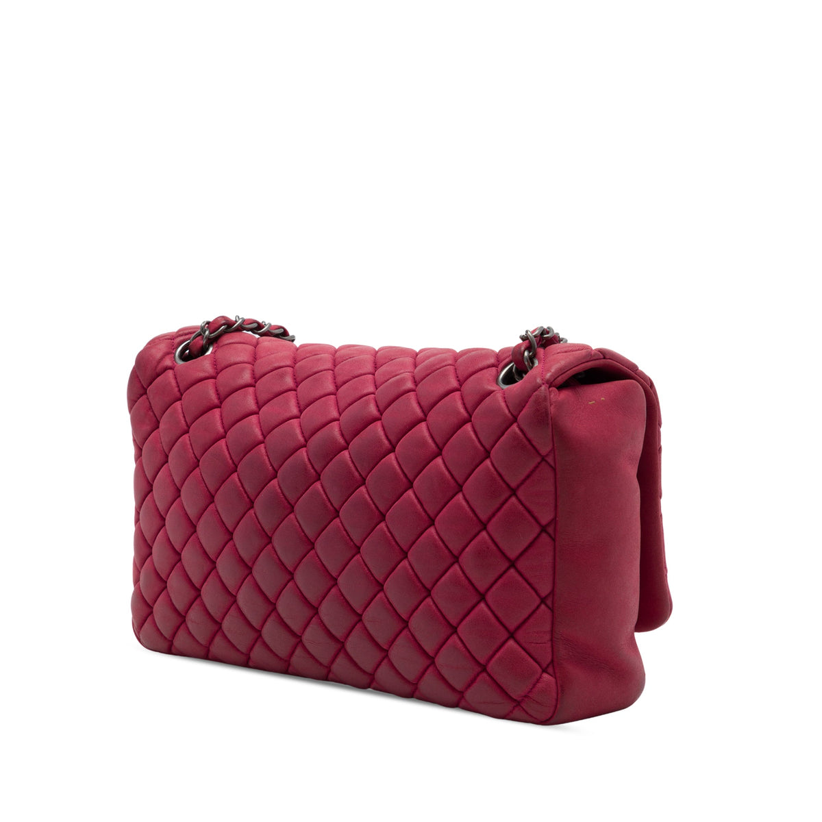Chanel Large Quilted Iridescent Calfskin New Bubble Flap — Red