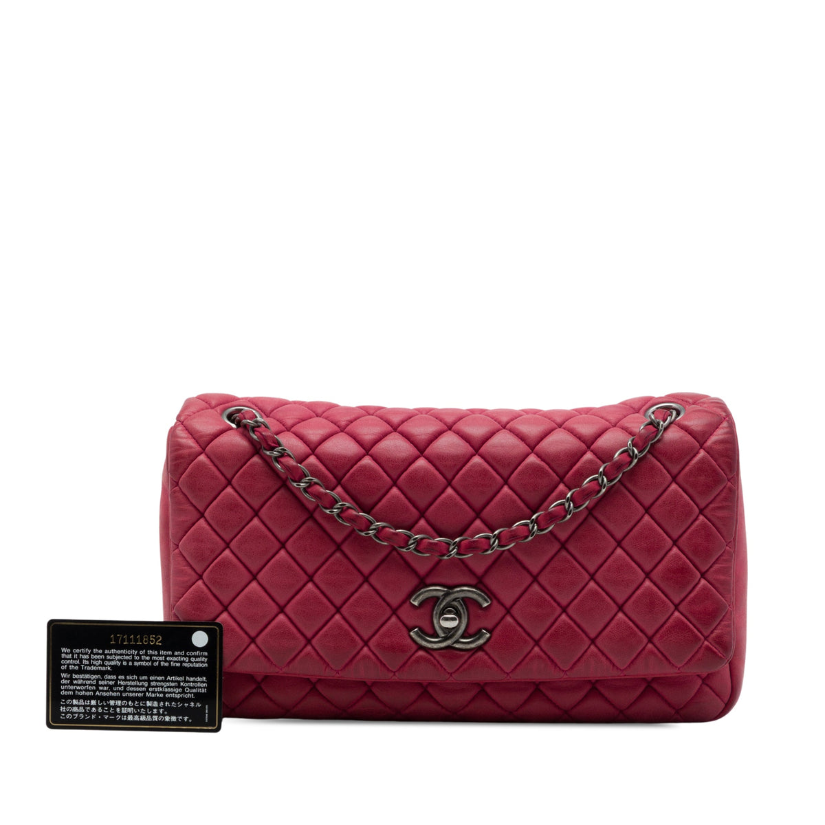 Chanel Large Quilted Iridescent Calfskin New Bubble Flap — Red