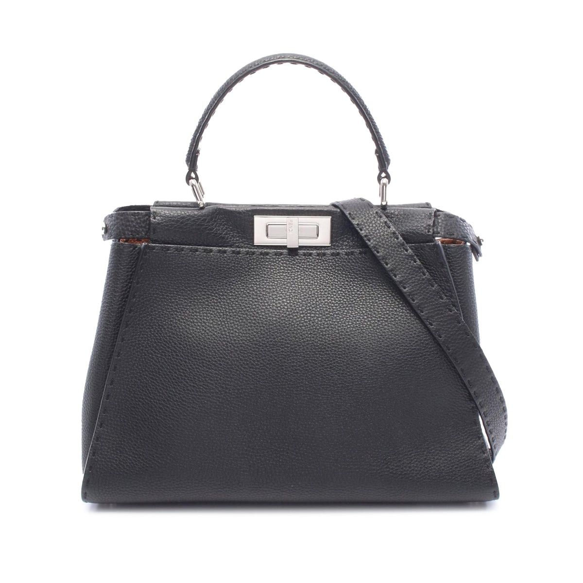 Fendi Medium Leather Peekaboo Selleria Satchel — Black