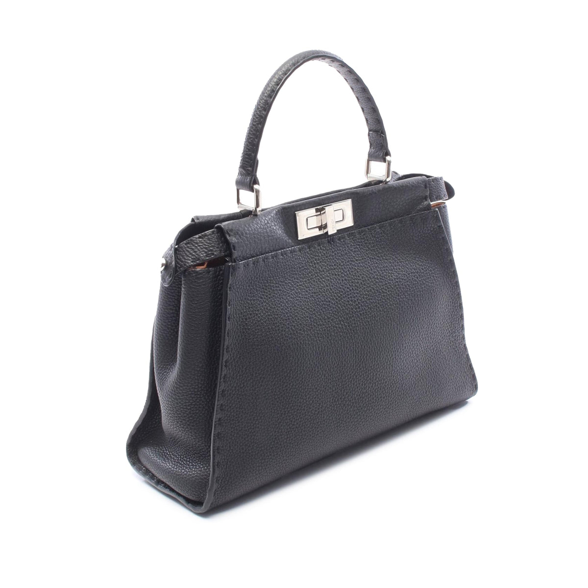 Fendi Medium Leather Peekaboo Selleria Satchel — Black