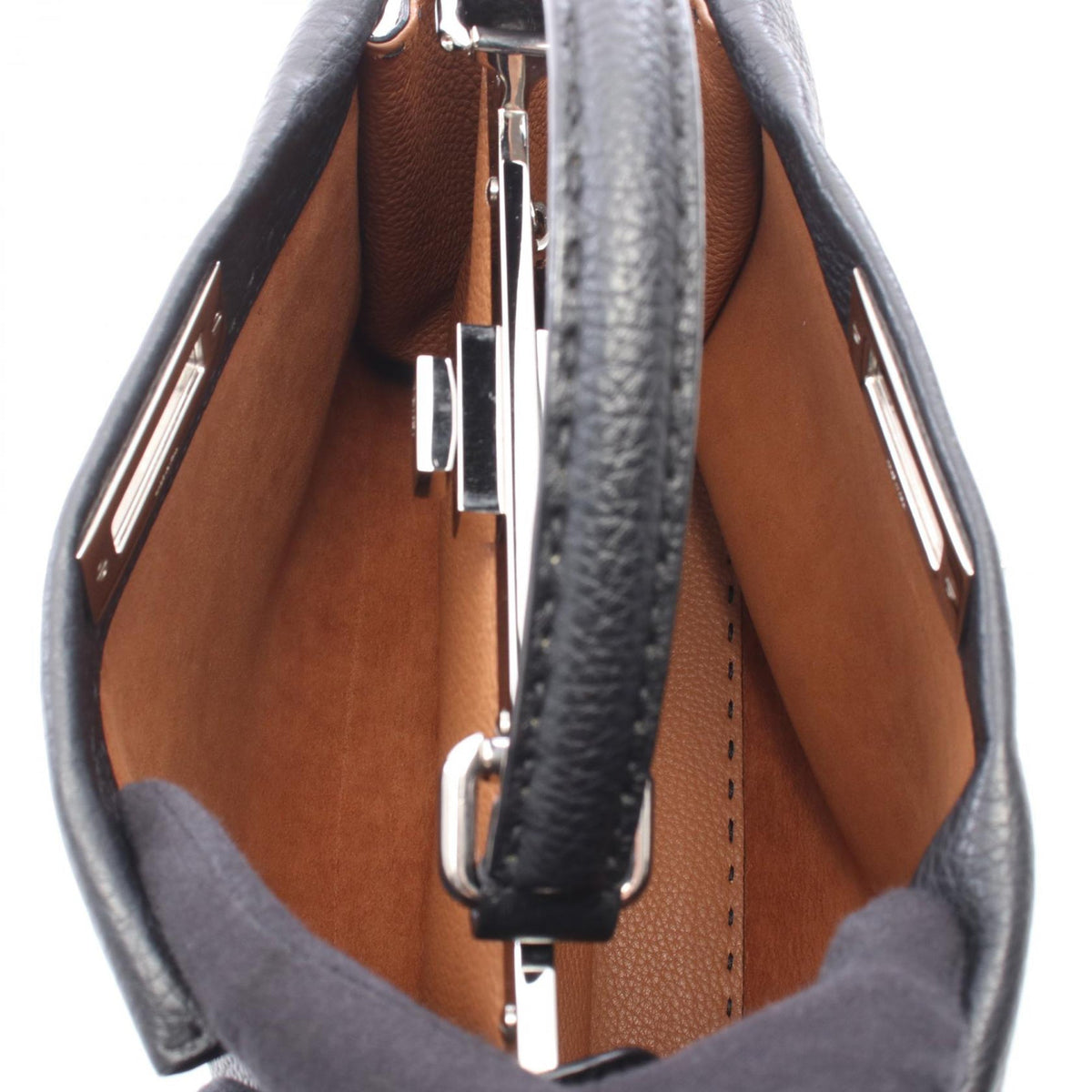 Fendi Medium Leather Peekaboo Selleria Satchel — Black