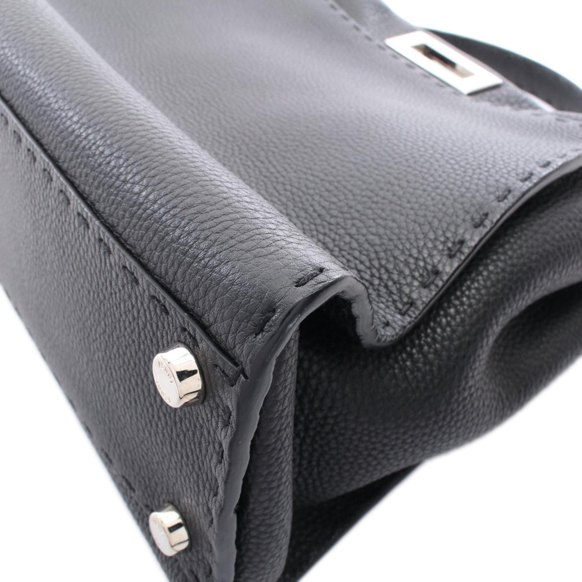 Fendi Medium Leather Peekaboo Selleria Satchel — Black