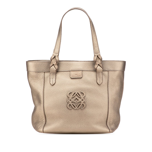 LOEWE Anagram Leather Fusta Tote — Gold