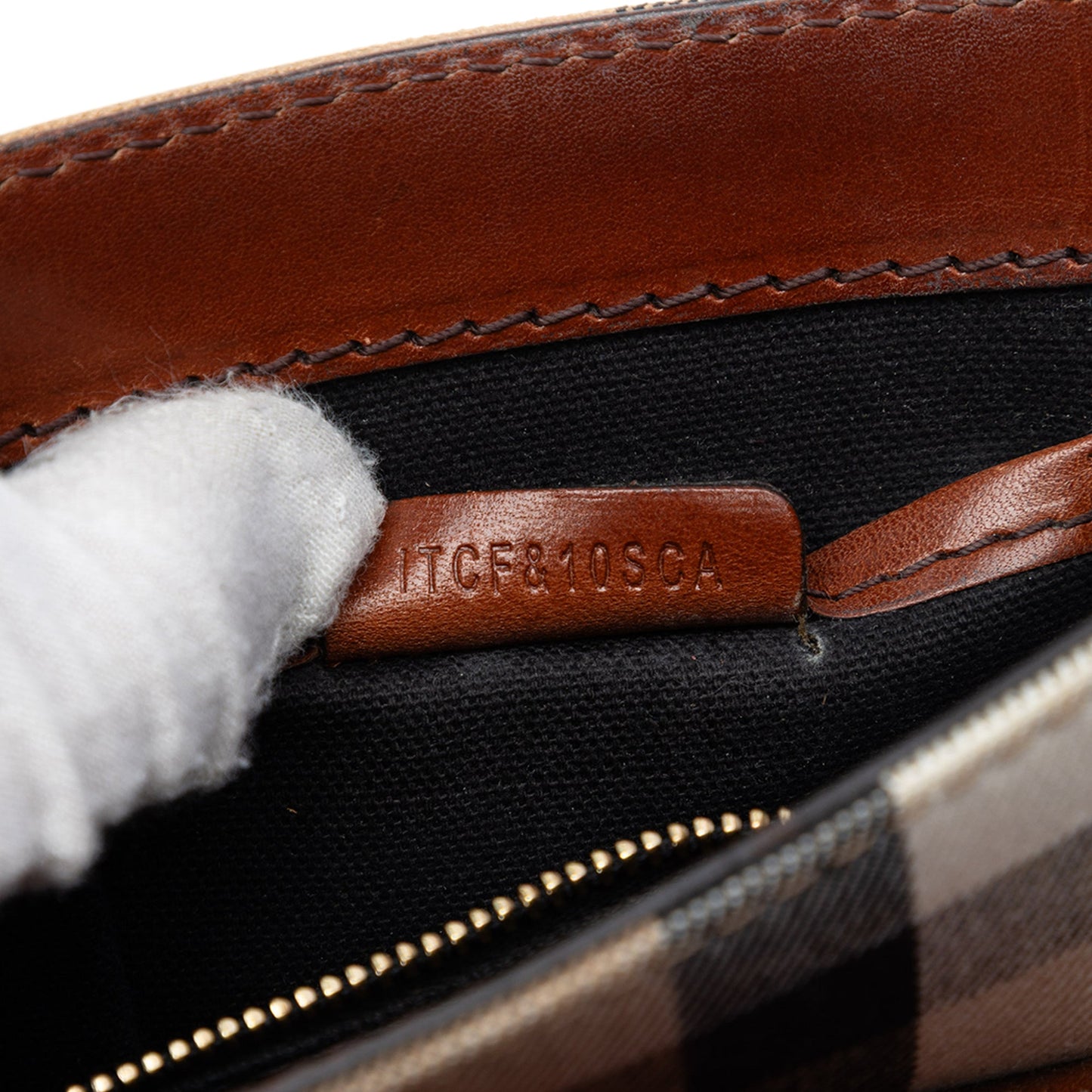 Leather and House Check Canvas Bridle Abbott Crossbody