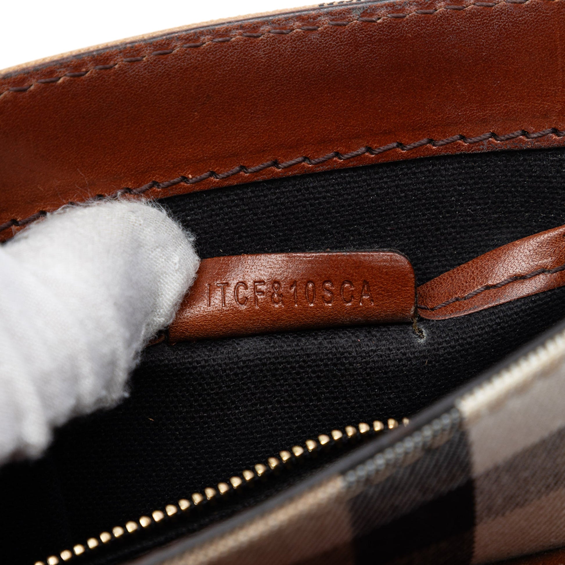 Leather and House Check Canvas Bridle Abbott Crossbody