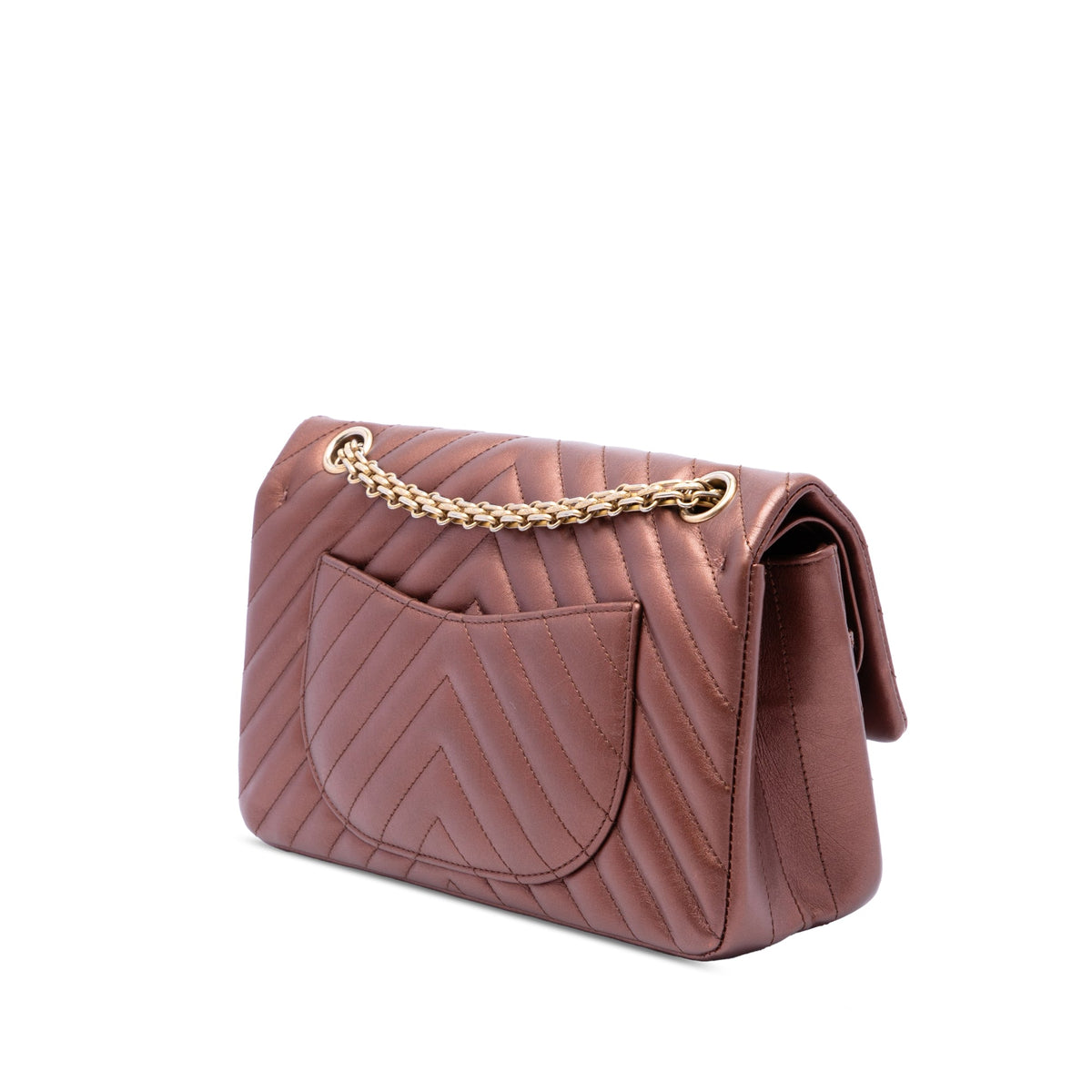Chanel Chevron Metallic Aged Calfskin Reissue 2.55 Double Flap 225 — Pink