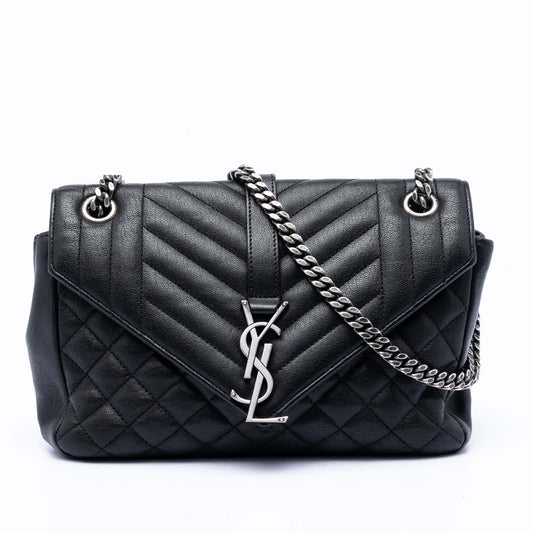 Saint Laurent Medium Sheepskin Triquilt Monogram College Bag