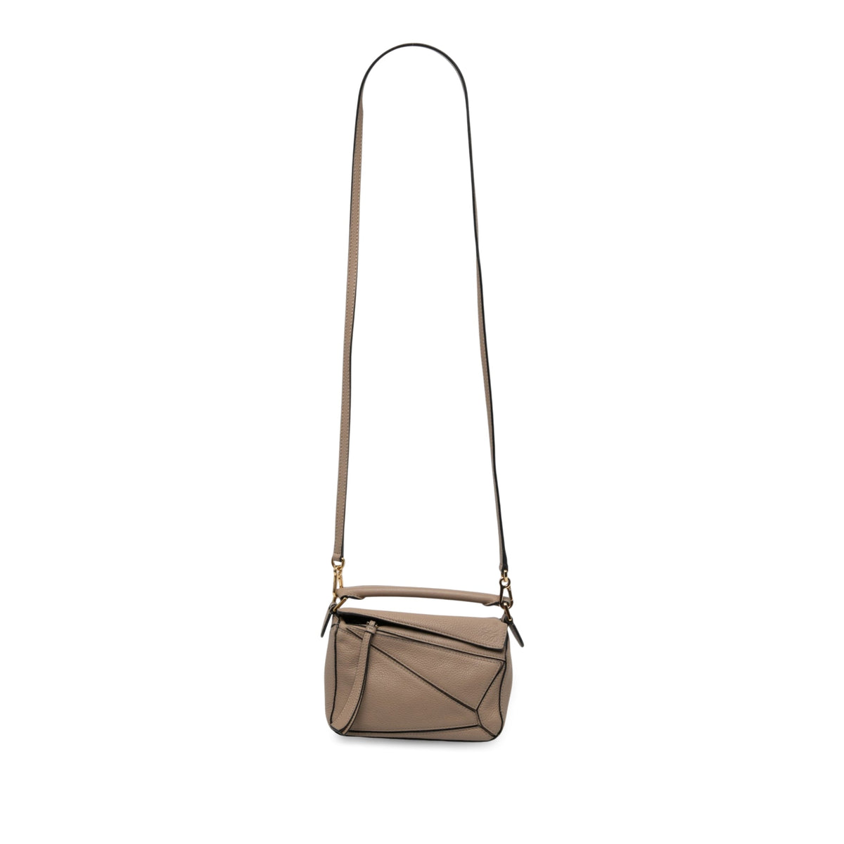 LOEWE Mini Calfskin Puzzle Satchel — Brown
