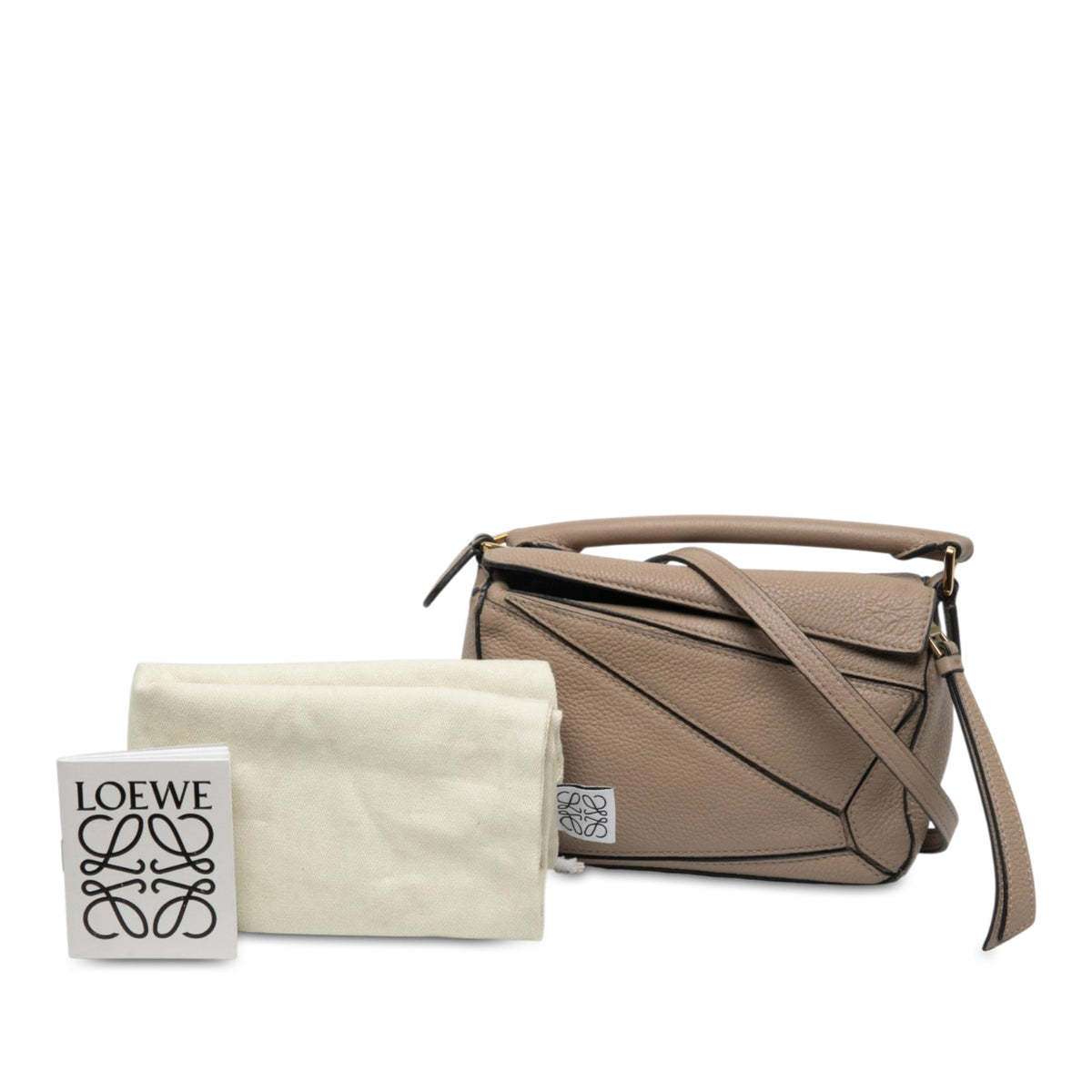 LOEWE Mini Calfskin Puzzle Satchel — Brown