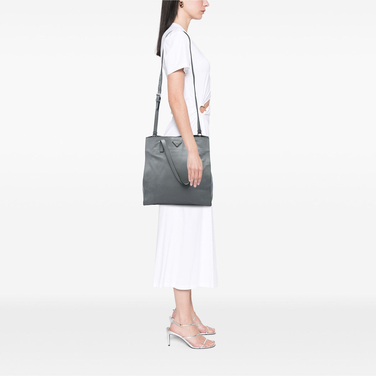 Prada Medium Saffiano Tote — Gray