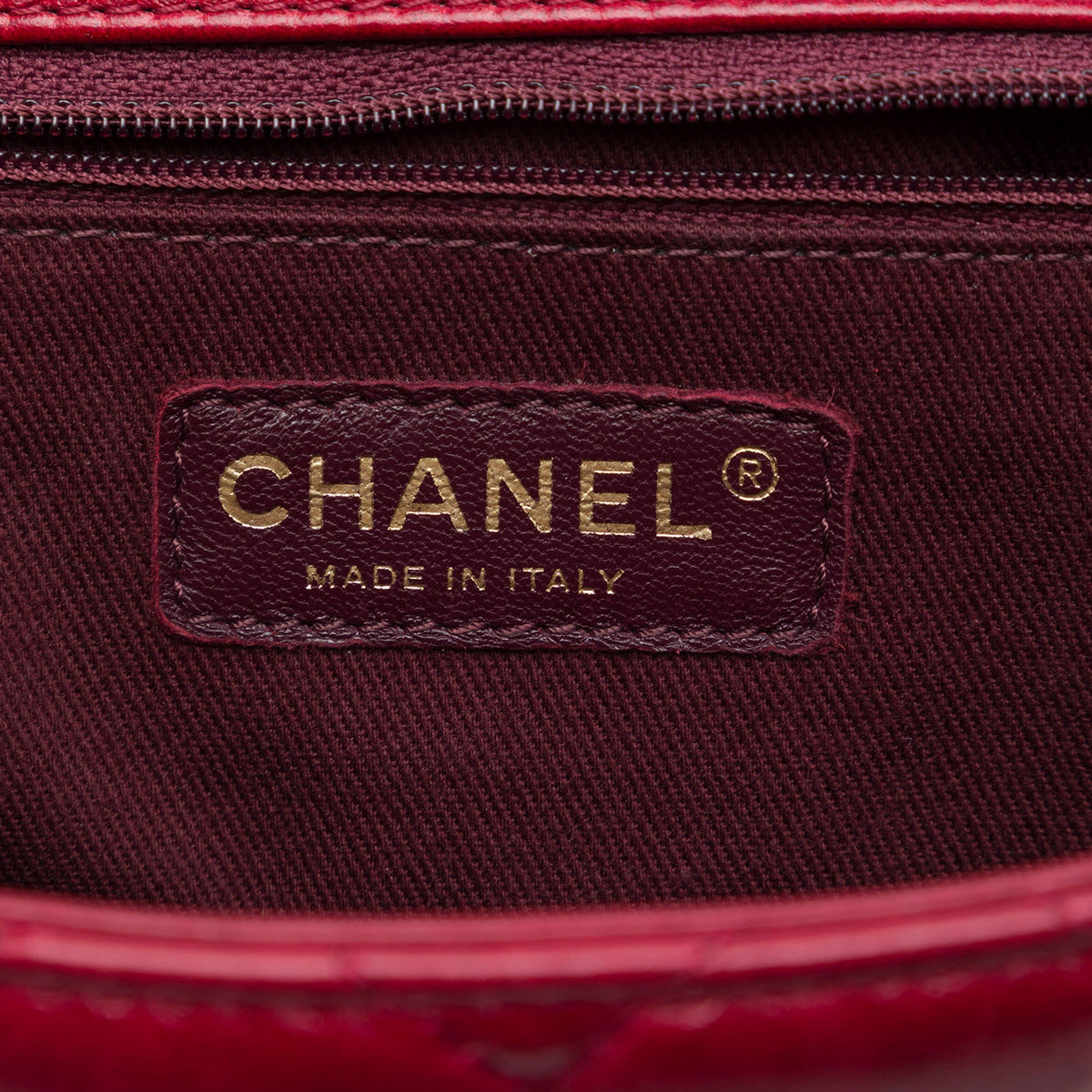 Chanel Medium Glazed Calfskin Castle Rock Top Handle Flap
