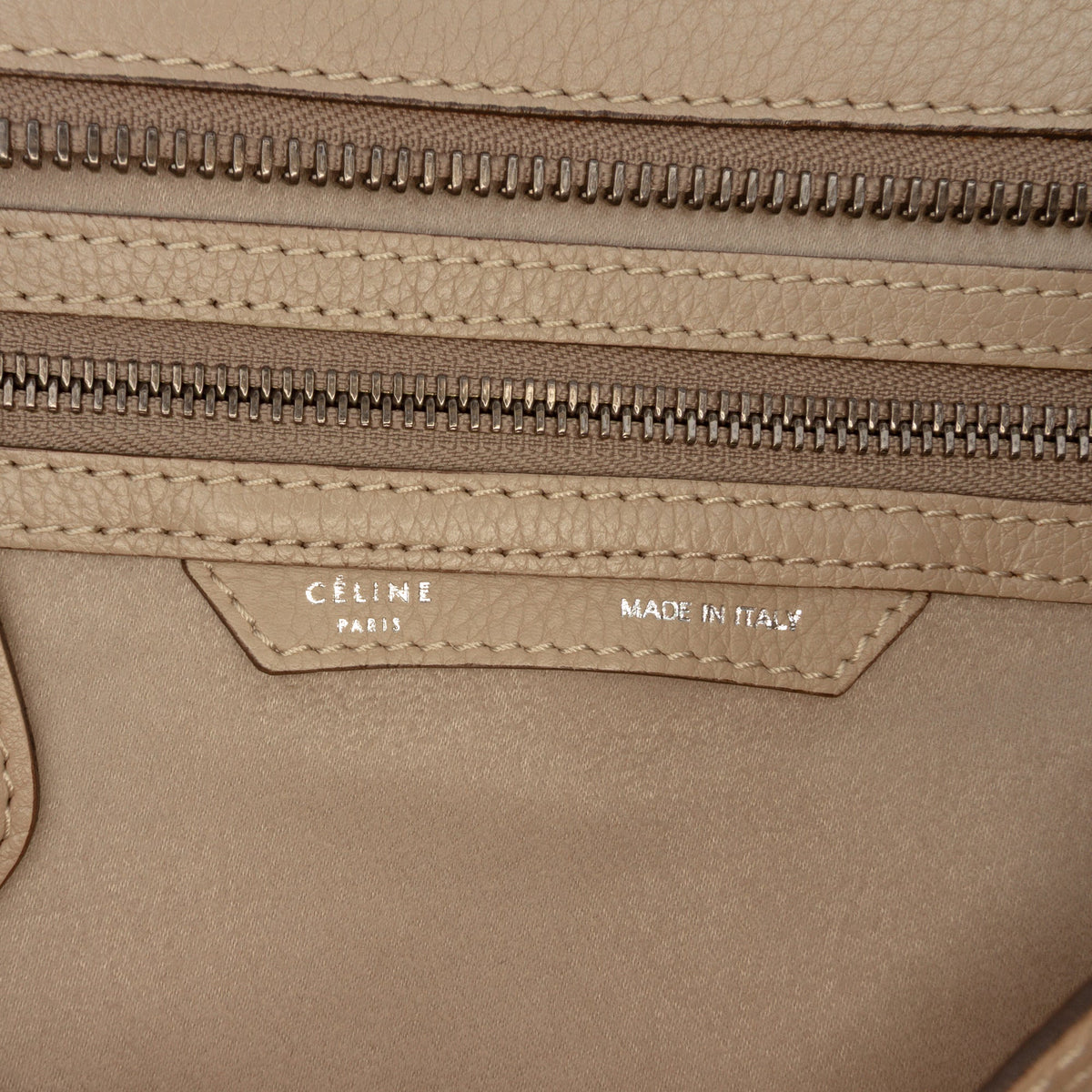 Celine Micro Leather Luggage Tote — Brown