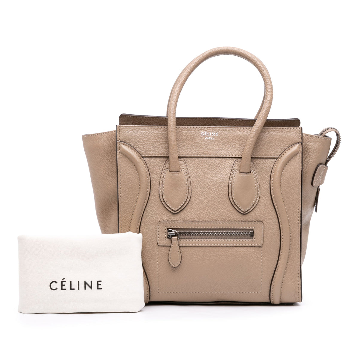 Celine Micro Leather Luggage Tote — Brown