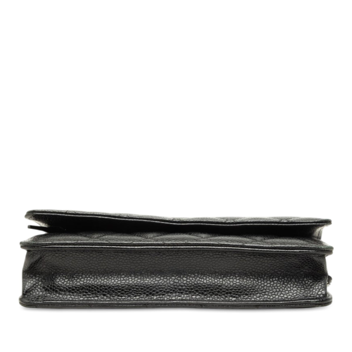 Chanel CC Quilted Caviar Wallet on Chain — Black
