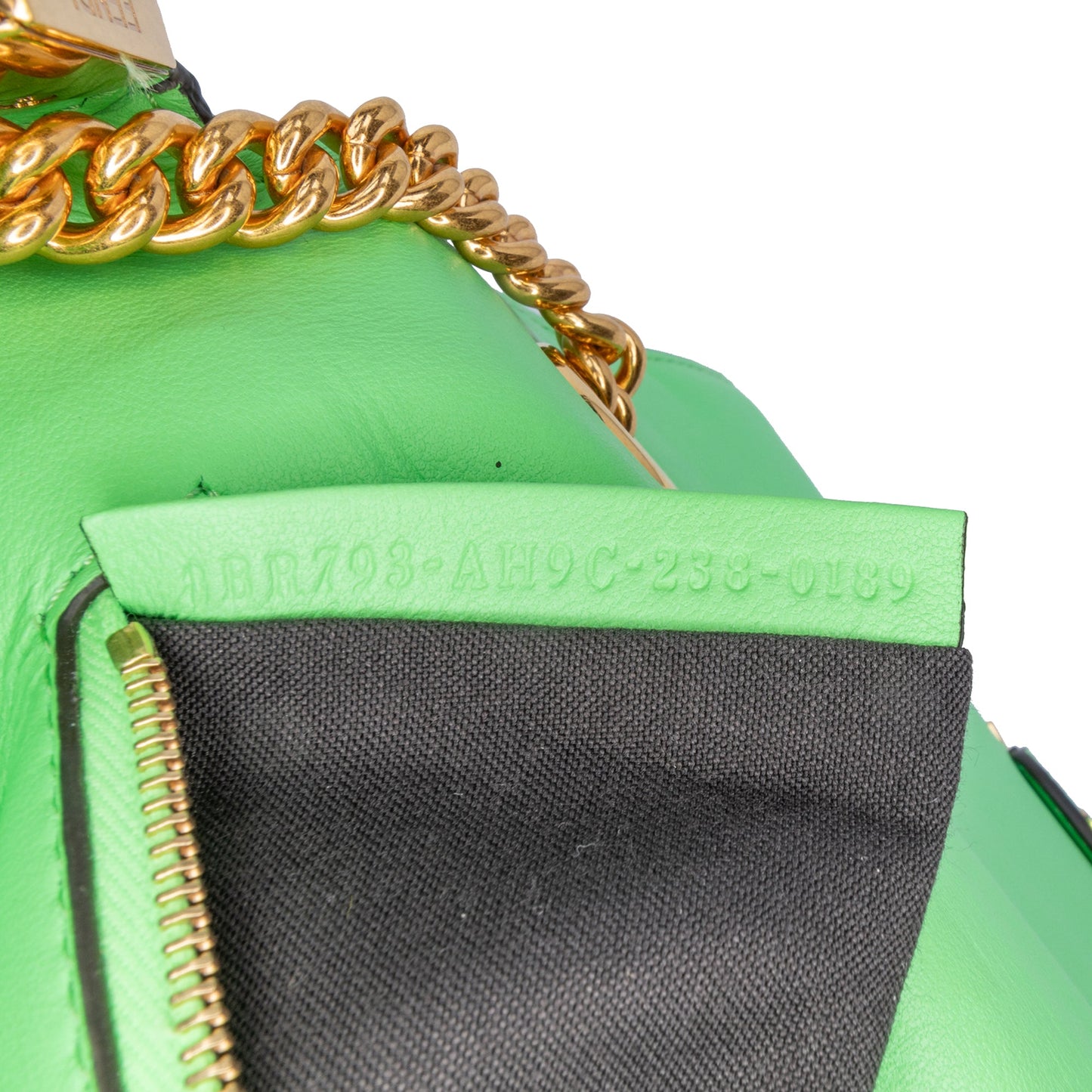 Fendi Zucca Embossed Leather Chain Midi Baguette