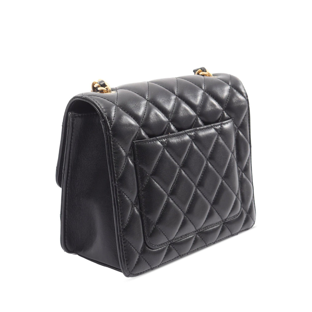 Chanel Mini Quilted Lambskin CC Logo Flap — Black