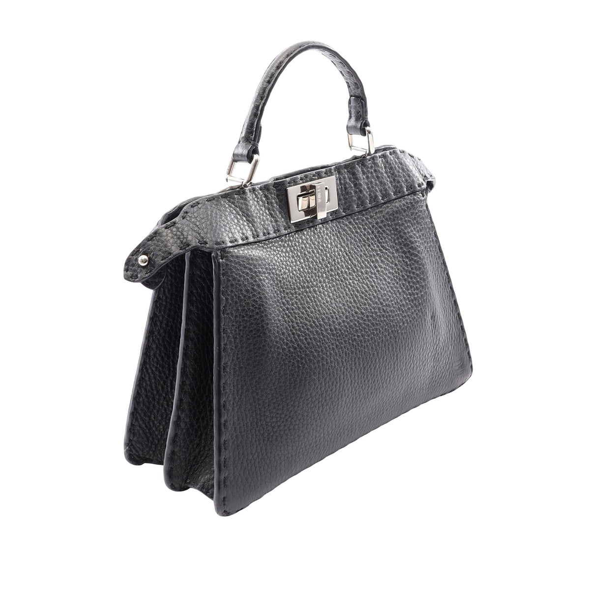 Fendi Small Leather Selleria Peekaboo ISeeU Satchel — Black