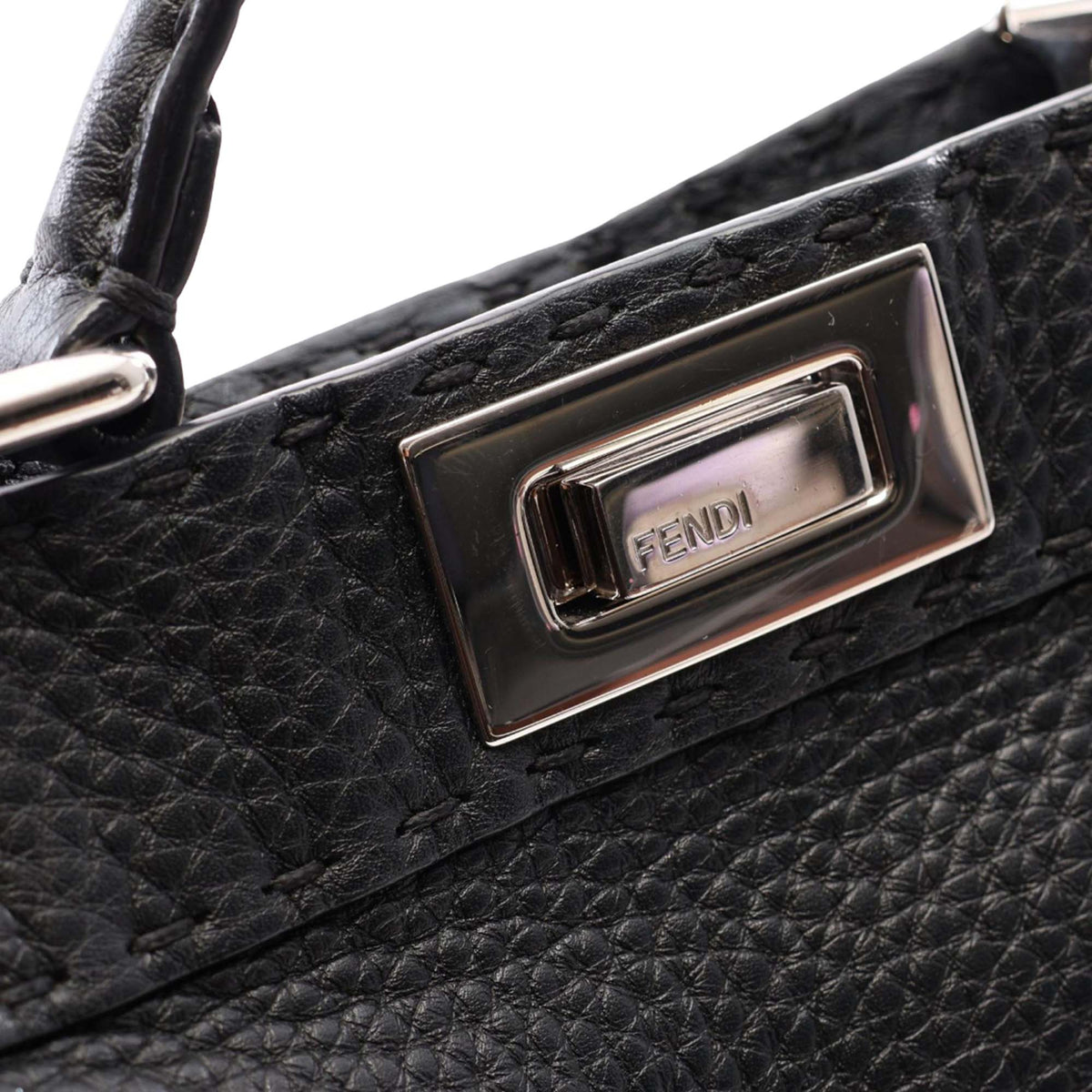 Fendi Small Leather Selleria Peekaboo ISeeU Satchel — Black