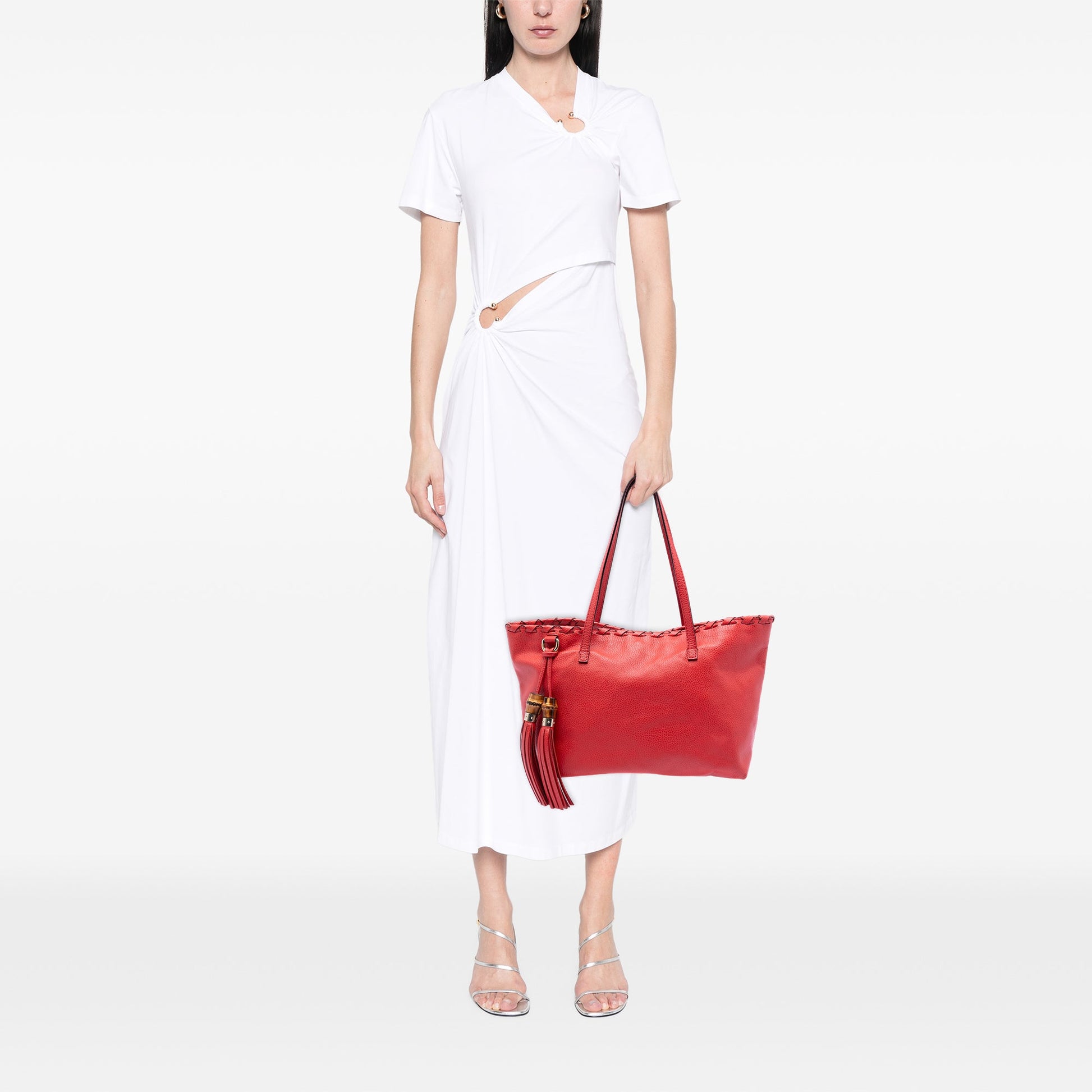 Gucci Leather Bamboo Tassel Tote