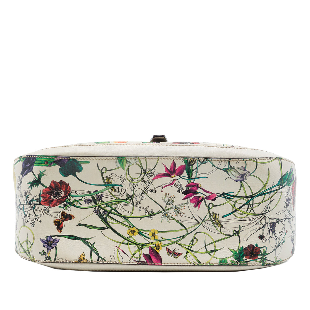 Gucci Calfskin Flora Nice Stirrup Crossbody — White